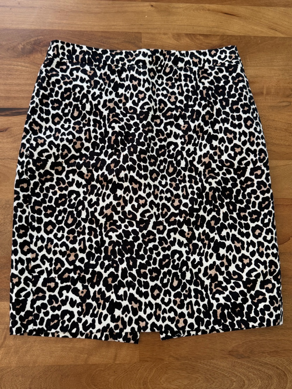 J. Crew Leopard-Print 100% Cotton Pencil Skirt in Black, White & Tan - Size 2